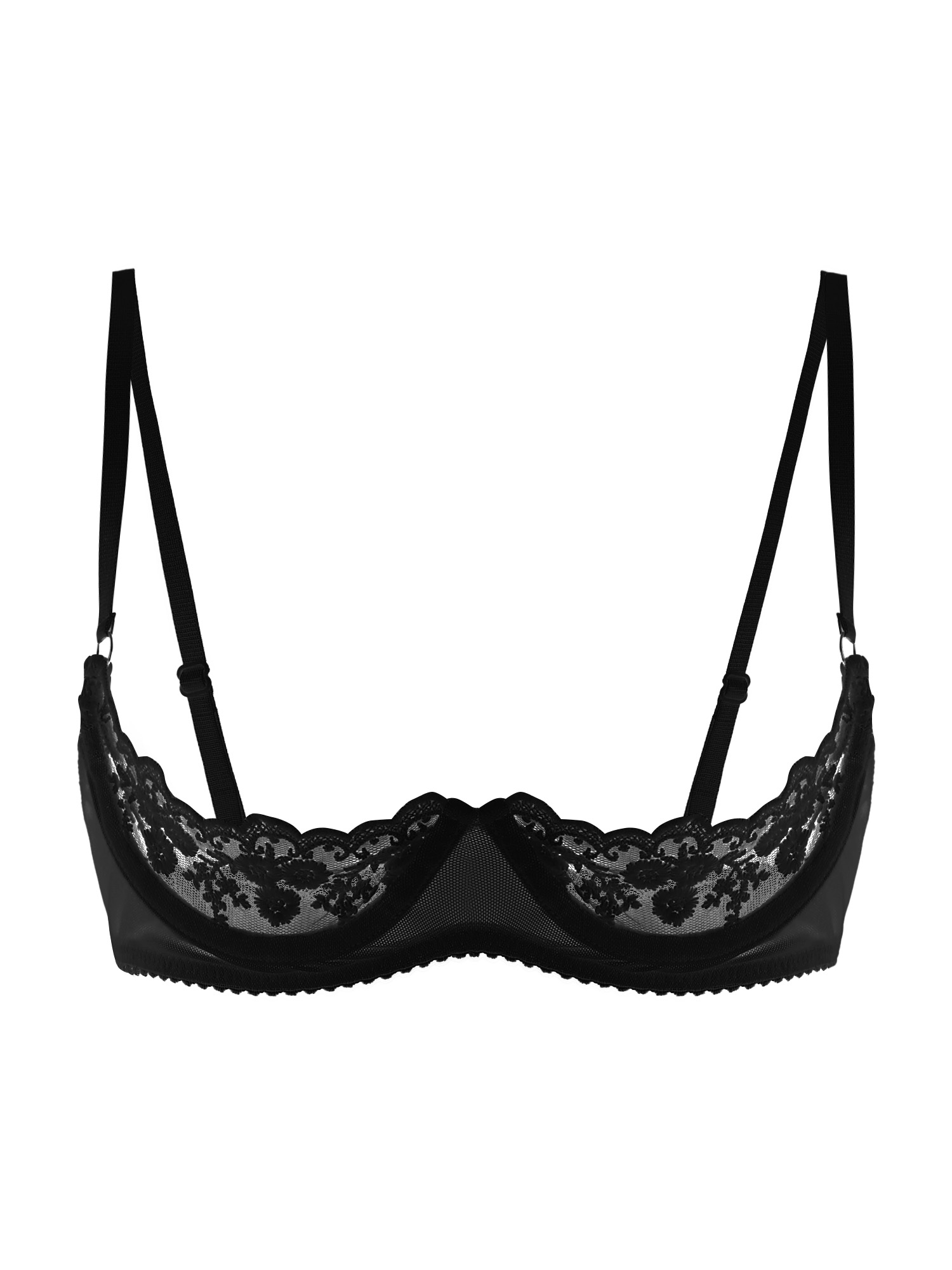 Sheer Mesh Bra - Kadınlar için Seksi Açık Kuplu Sütyen,