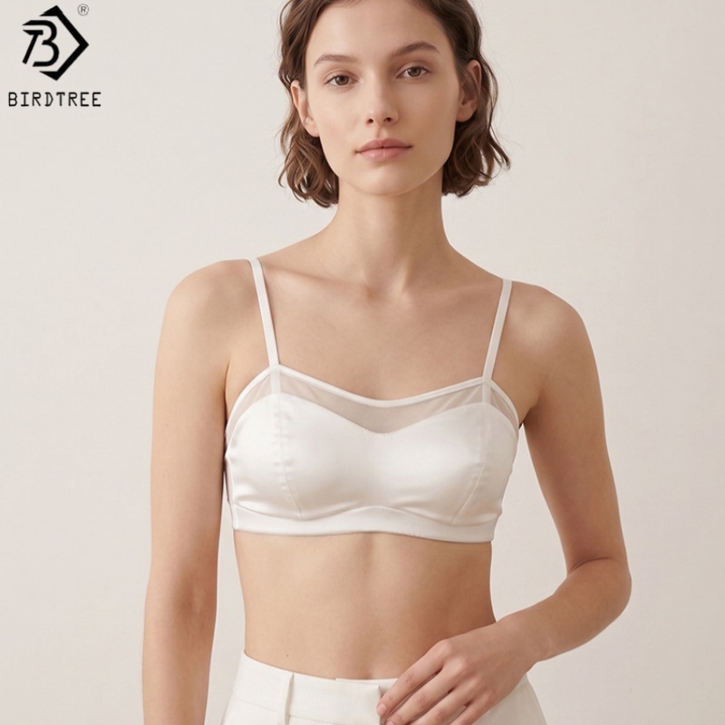 Sheer Mesh Bra - Birdtree, 19MM %93 Gerçek İpek %7